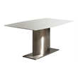 Pemberly Row Marble Top Dining Table with Stainless Steel Base in White
