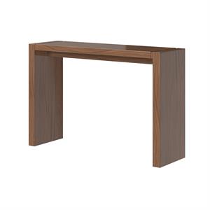 Pemberly Row 60&quot Lacquered Wood Narrow Bar Table in Walnut