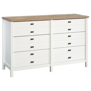 Pemberly Row 6 Drawer Double Dresser in Soft White