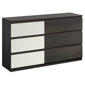 pemberly row wood 6-drawer bedroom dresser in charcoal ash