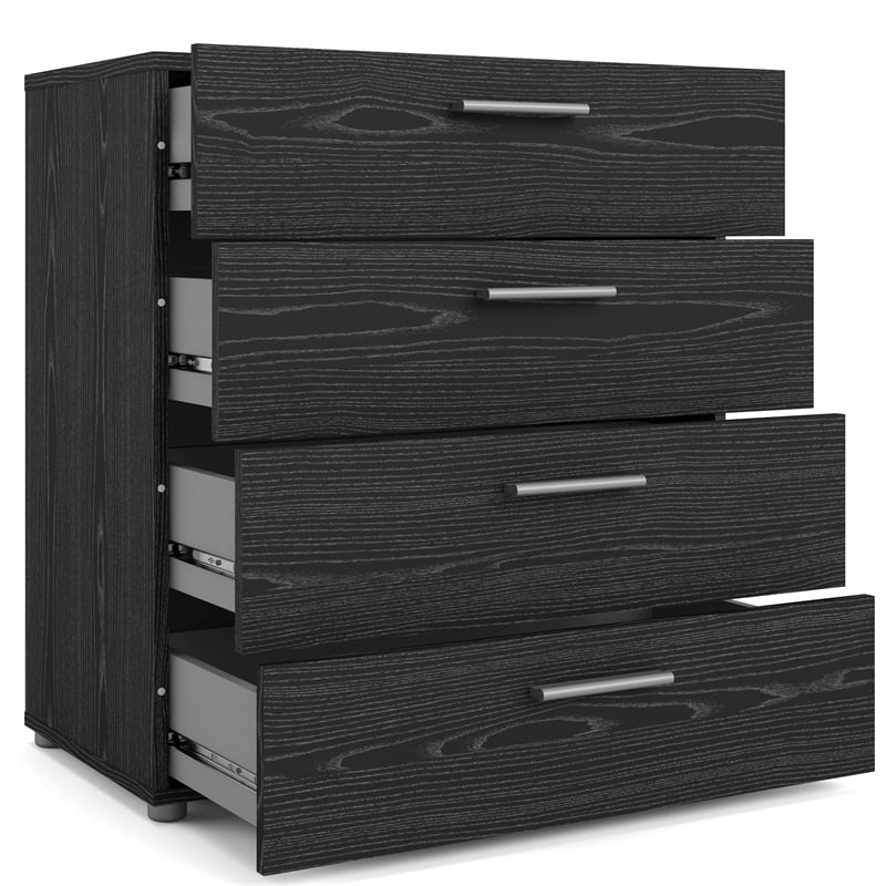 Pemberly Row Contemporary 4-Drawer Engineered Wood Chest in Black