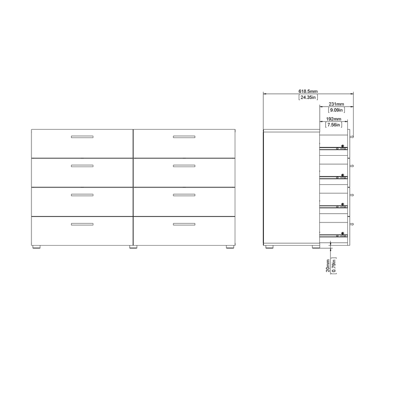 Pemberly Row 8 Drawer Double Dresser in Black Woodgrain