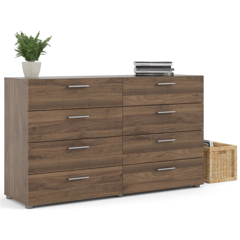 Pemberly Row 8 Drawer Double Dresser in Walnut