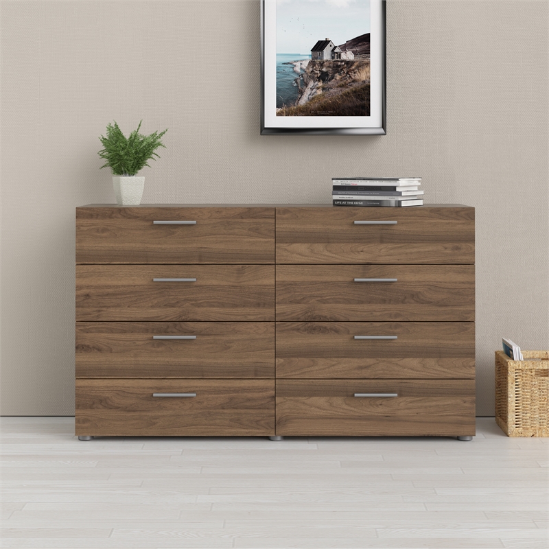 Pemberly Row 8 Drawer Double Dresser in Walnut