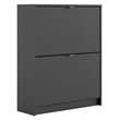 Pemberly Row 2 Drawer Engineered Wood Shoe Cabinet in Black Matte
