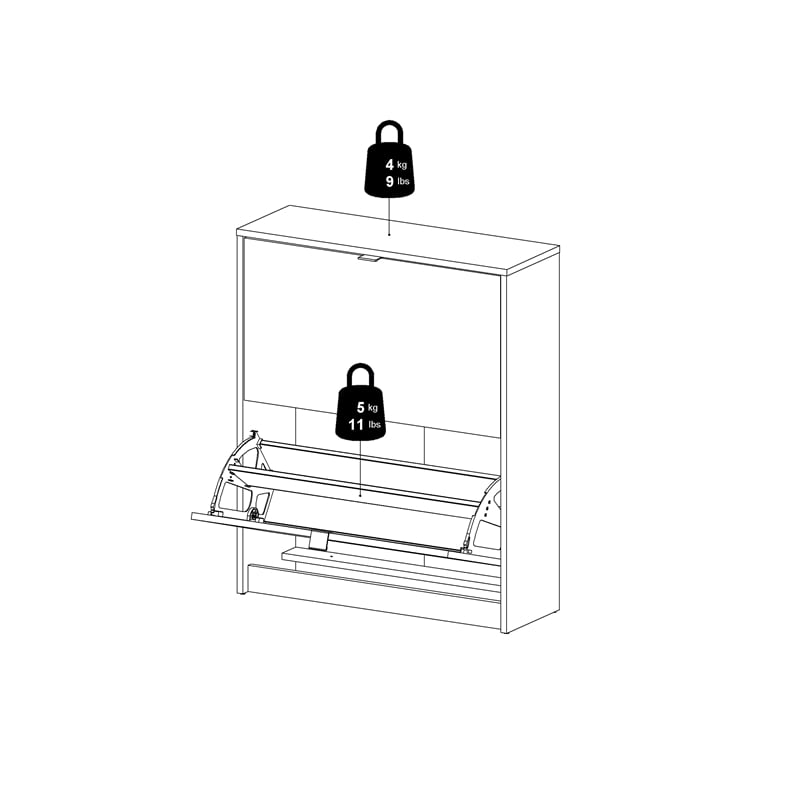 Pemberly Row 2 Drawer Engineered Wood Shoe Cabinet in Black Matte