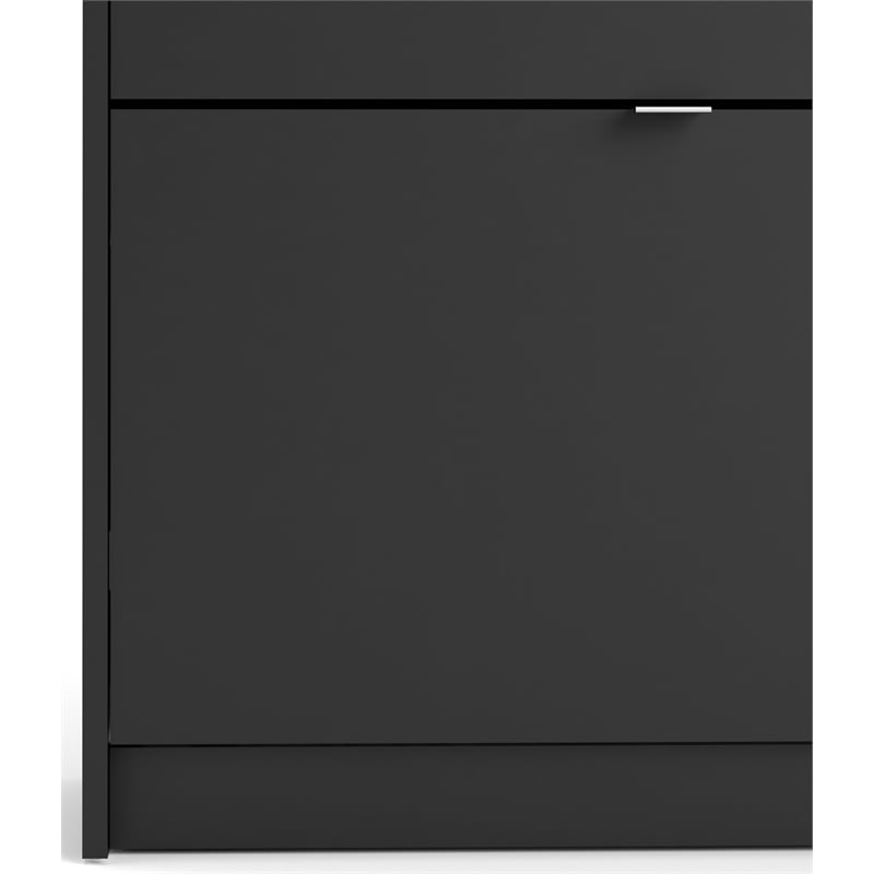Pemberly Row 2 Drawer Engineered Wood Shoe Cabinet in Black Matte