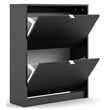Pemberly Row 2 Drawer Engineered Wood Shoe Cabinet in Black Matte