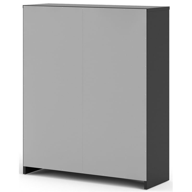 Pemberly Row 2 Drawer Engineered Wood Shoe Cabinet in Black Matte