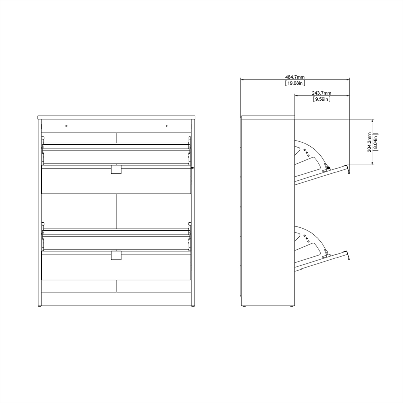 Pemberly Row 2 Drawer Engineered Wood Shoe Cabinet in Black Matte