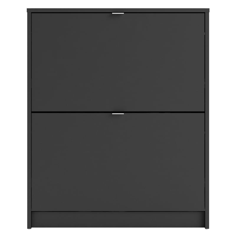 Pemberly Row 2 Drawer Engineered Wood Shoe Cabinet in Black Matte