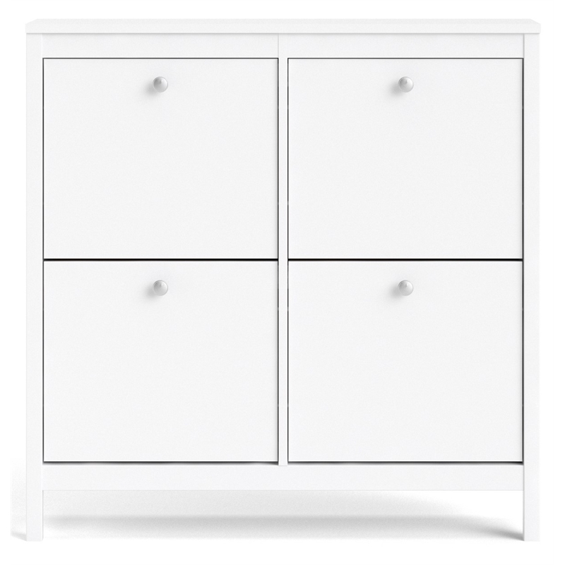 Pemberly Row 4-Drawer Modern Engineered Wood Shoe Cabinet in White