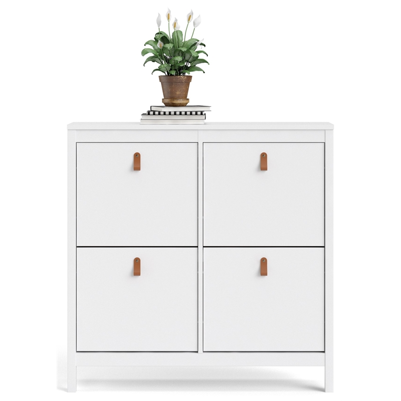 Pemberly Row 4-Drawer Modern Engineered Wood Shoe Cabinet in White