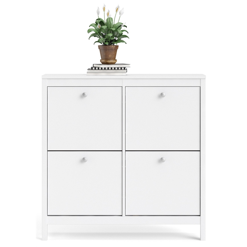 Pemberly Row 4-Drawer Modern Engineered Wood Shoe Cabinet in White