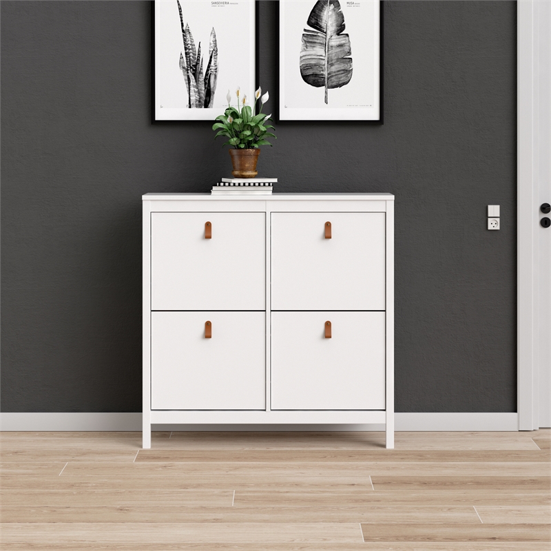 Pemberly Row 4-Drawer Modern Engineered Wood Shoe Cabinet in White