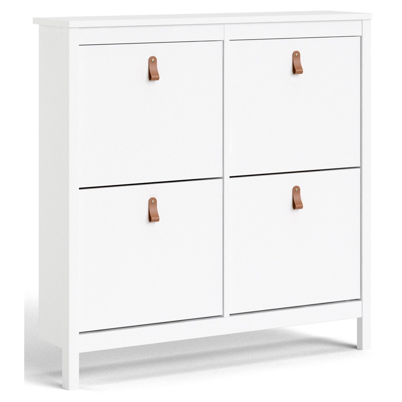 Pemberly Row 4-Drawer Modern Engineered Wood Shoe Cabinet in White