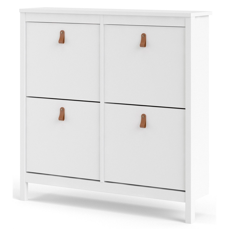 Pemberly Row 4-Drawer Modern Engineered Wood Shoe Cabinet in White
