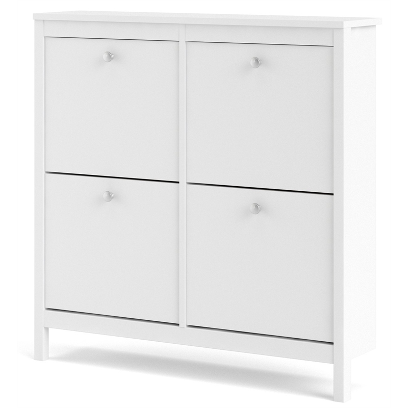 Pemberly Row 4-Drawer Modern Engineered Wood Shoe Cabinet in White