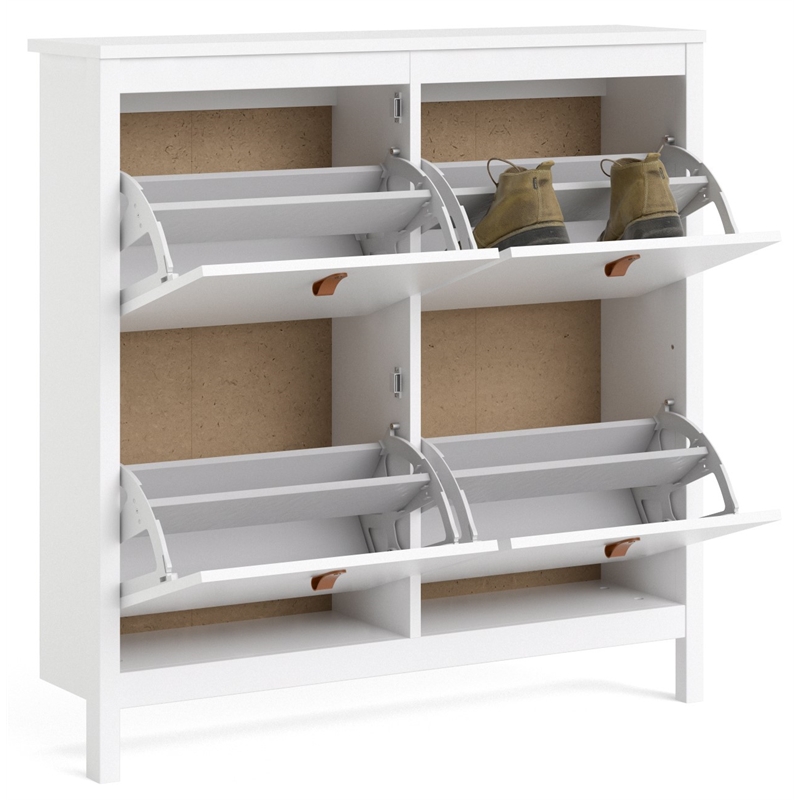 Pemberly Row 4-Drawer Modern Engineered Wood Shoe Cabinet in White
