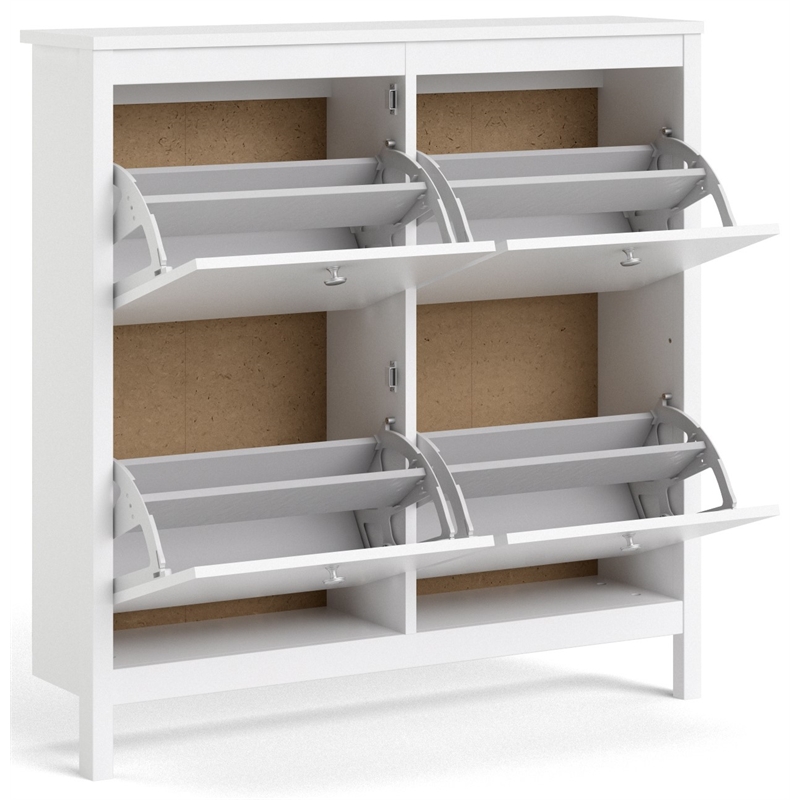 Pemberly Row 4-Drawer Modern Engineered Wood Shoe Cabinet in White