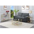 Pemberly Row Three-Tier Gold Metal Coffee Table With Clear Glass Shelves