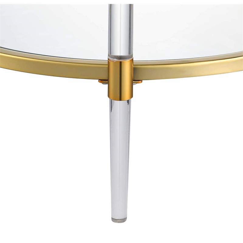 Pemberly Row Acrylic Clear Glass Coffee Table w/ Gold Frame