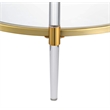Pemberly Row Acrylic Clear Glass Coffee Table w/ Gold Frame