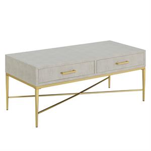 pemberly row coffee table in beige fabric and gold wood finish