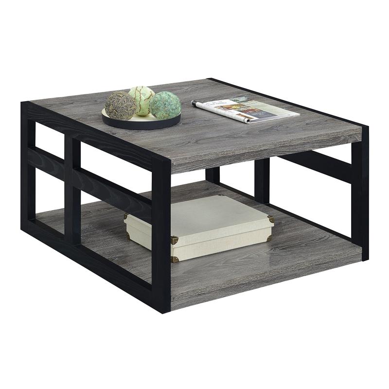 Pemberly Row Square Coffee Table in Gray Wood Finish