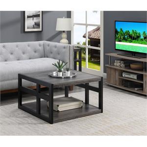 Pemberly Row Square Coffee Table in Gray Wood Finish