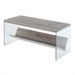 Pemberly Row Coffee Table in Driftwood Finish and Glass Sides