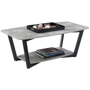 Pemberly Row Coffee Table in Gray Faux Birch Wood Finish
