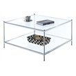 Pemberly Row Square Coffee Table in Clear Glass with Chrome Metal Frame