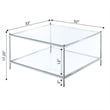 Pemberly Row Square Coffee Table in Clear Glass with Chrome Metal Frame