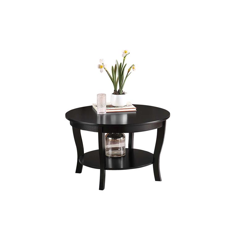 Pemberly Row Round Coffee Table in Black Wood Finish
