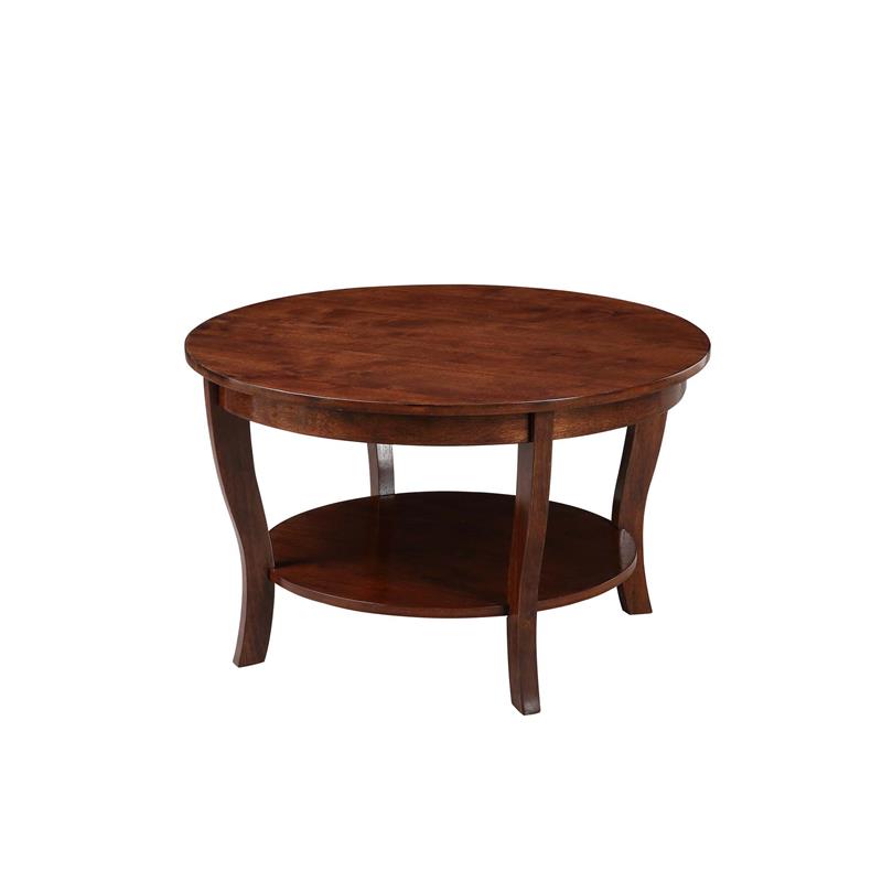 Pemberly Row Round Coffee Table in Espresso Wood