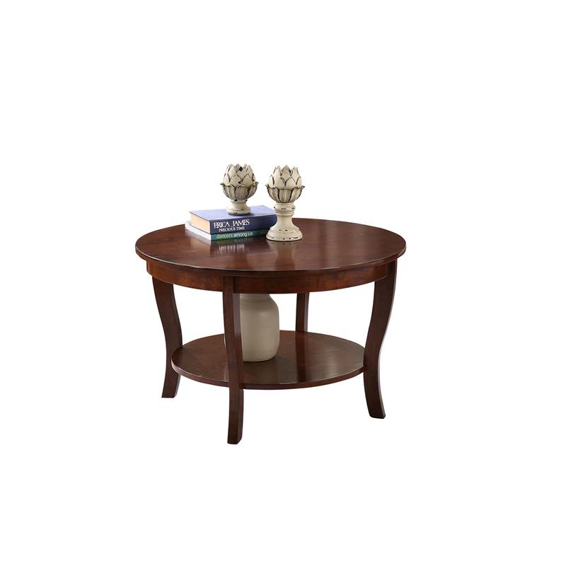 Pemberly Row Round Coffee Table in Espresso Wood