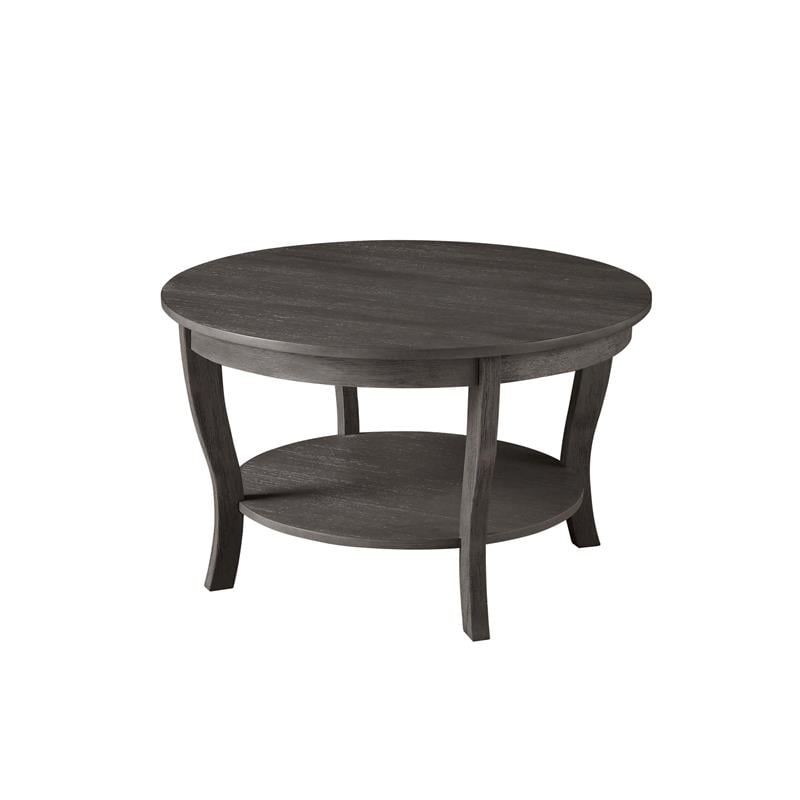 Pemberly Row Round Coffee Table in Gray Wood Finish