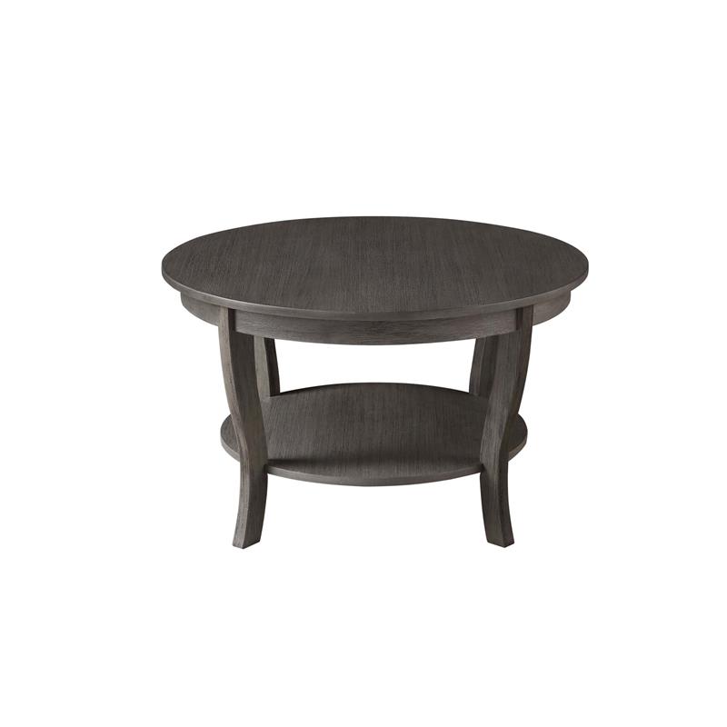 Pemberly Row Round Coffee Table in Gray Wood Finish