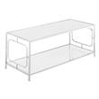 Pemberly Row Modern Coffee Table in Clear Glass and Chrome Frame