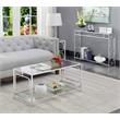 Pemberly Row Modern Coffee Table in Clear Glass and Chrome Frame