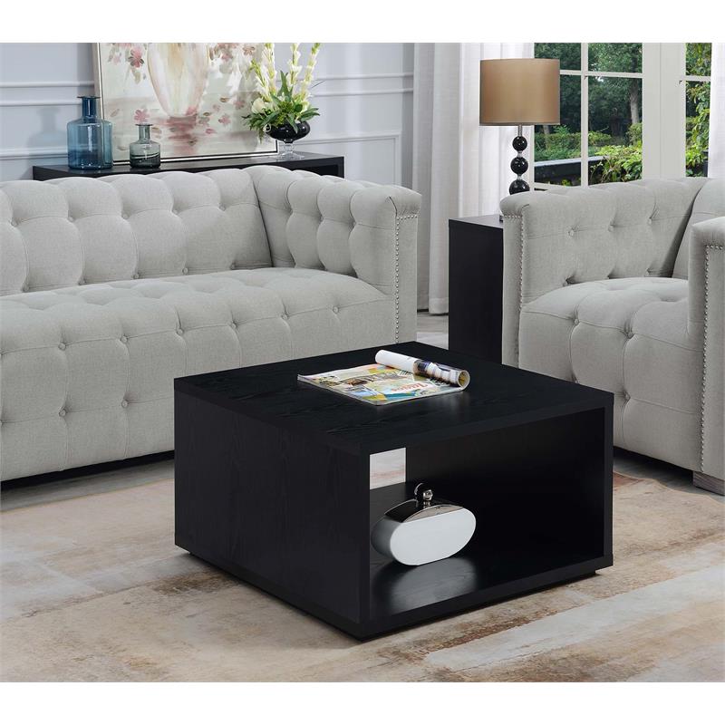 Pemberly Row Square Coffee Table in Black Wood