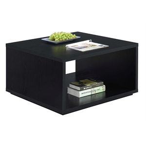 Pemberly Row Square Coffee Table in Black Wood