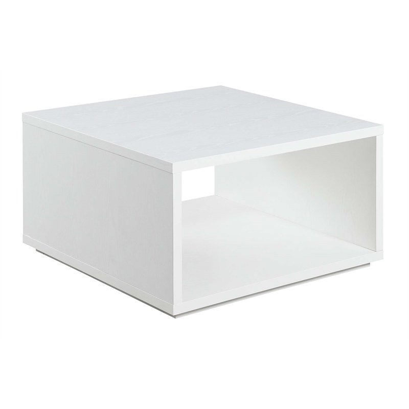 Pemberly Row Square Coffee Table in White Wood Finish