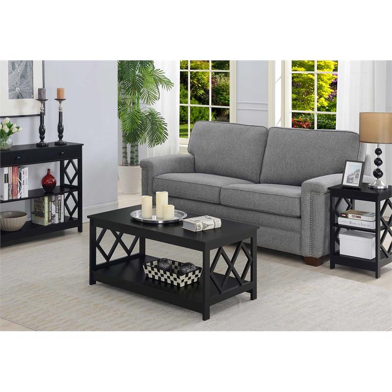 Pemberly Row Wood Coffee Table in Black Wood Finish