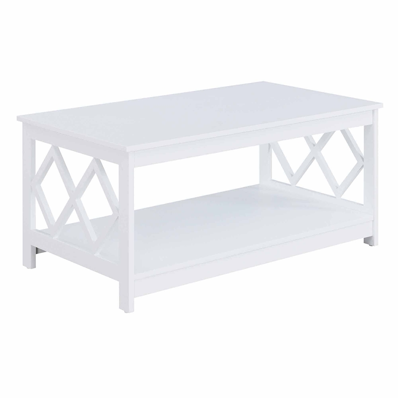 Pemberly Row Rectangular Coffee Table in White Wood Finish