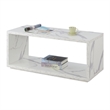 Pemberly Row Modern Square Coffee Table in Faux White Marble