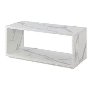 Pemberly Row Modern Square Coffee Table in Faux White Marble