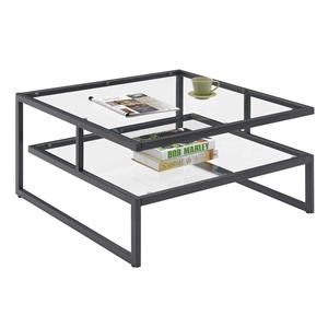 Pemberly Row Stripes Coffee Table in Black Metal Finish