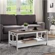 Pemberly Row Coffee Table in White and Driftwood Brown Wood Finish